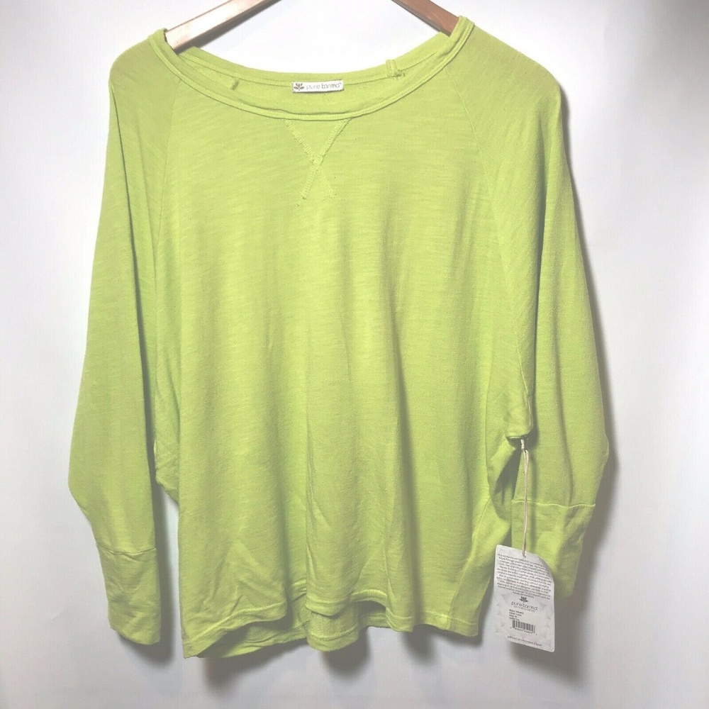 PURE KARMA Women's Lydia Tee lime green SOFT Long - Picture 1 of 5